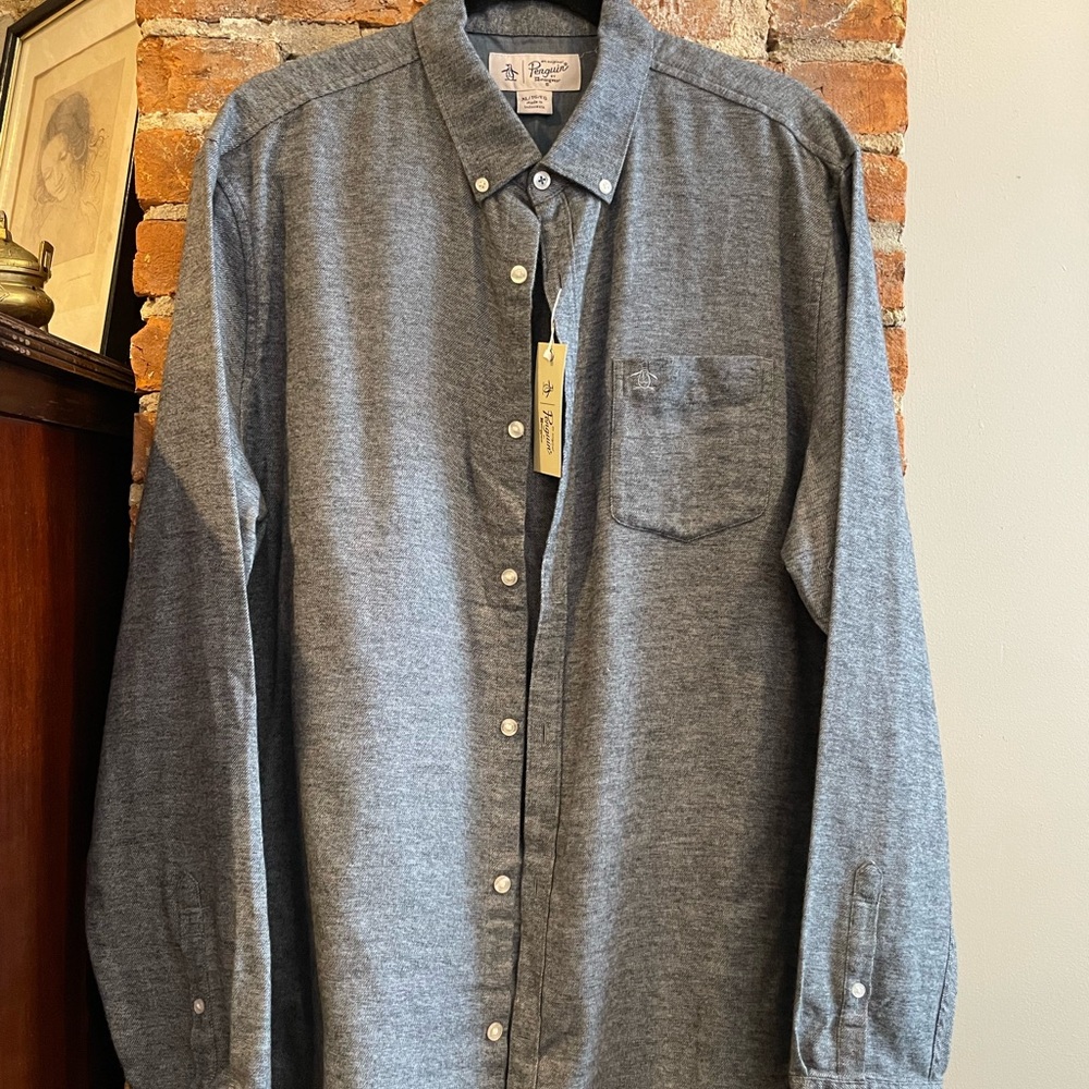 Men's Gray Button-Up Shirt, Never Worn, New with Tags!
